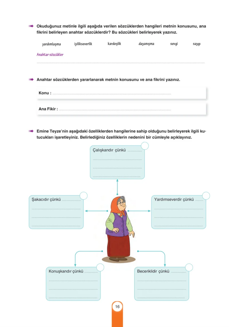 6. Sınıf Türkçe Ders Kitabı Cevapları Yıldırım Yayınları Sayfa 16