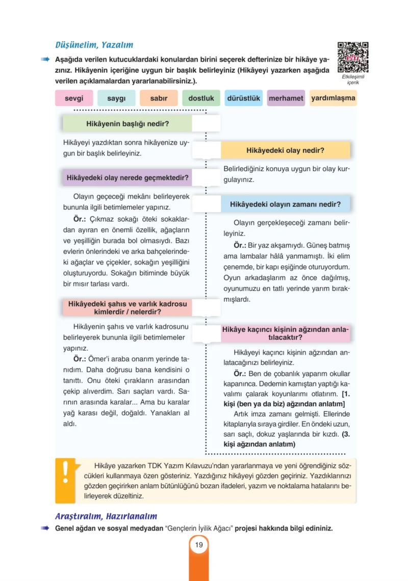 6. Sınıf Türkçe Ders Kitabı Cevapları Yıldırım Yayınları Sayfa 19