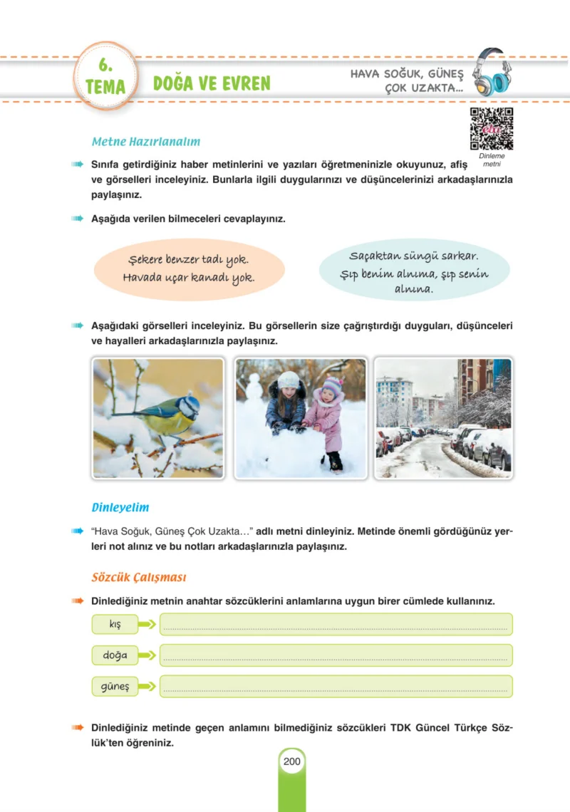 6. Sınıf Türkçe Ders Kitabı Cevapları Yıldırım Yayınları Sayfa 200