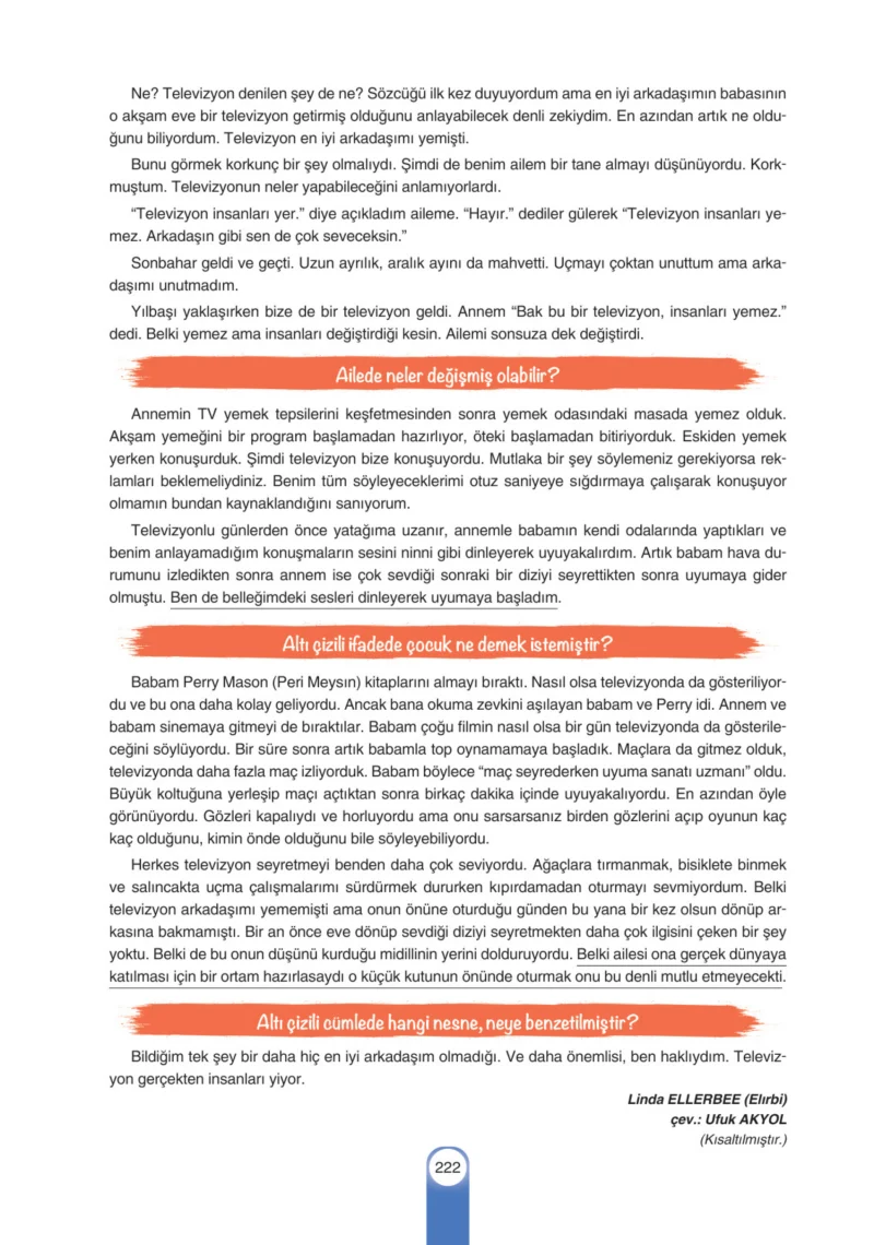 6. Sınıf Türkçe Ders Kitabı Cevapları Yıldırım Yayınları Sayfa 222