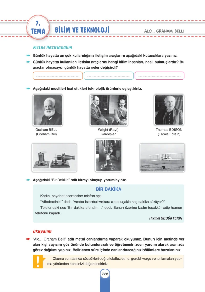 6. Sınıf Türkçe Ders Kitabı Cevapları Yıldırım Yayınları Sayfa 228