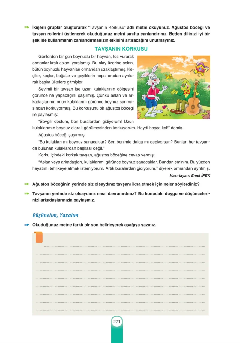 6. Sınıf Türkçe Ders Kitabı Cevapları Yıldırım Yayınları Sayfa 271