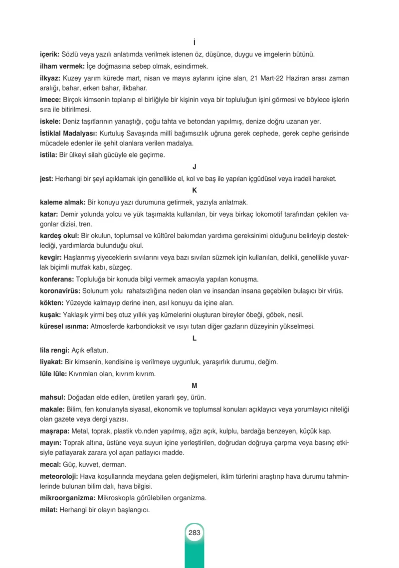 6. Sınıf Türkçe Ders Kitabı Cevapları Yıldırım Yayınları Sayfa 283
