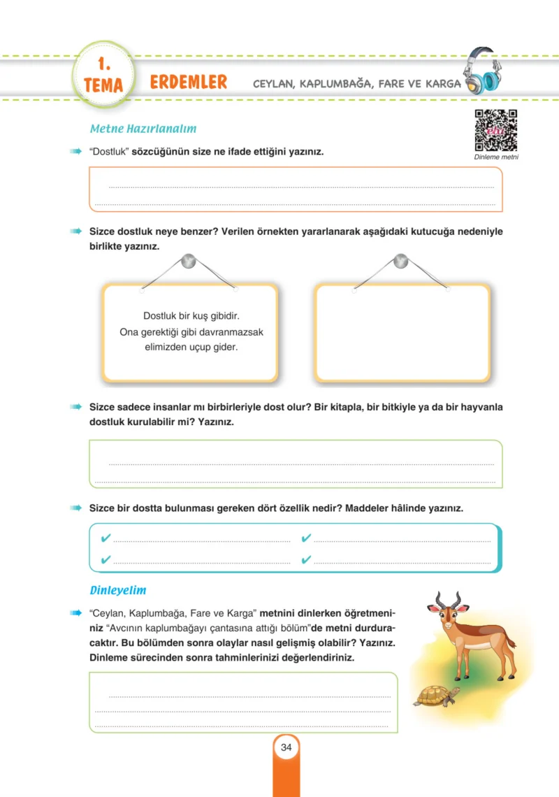 6. Sınıf Türkçe Ders Kitabı Cevapları Yıldırım Yayınları Sayfa 34