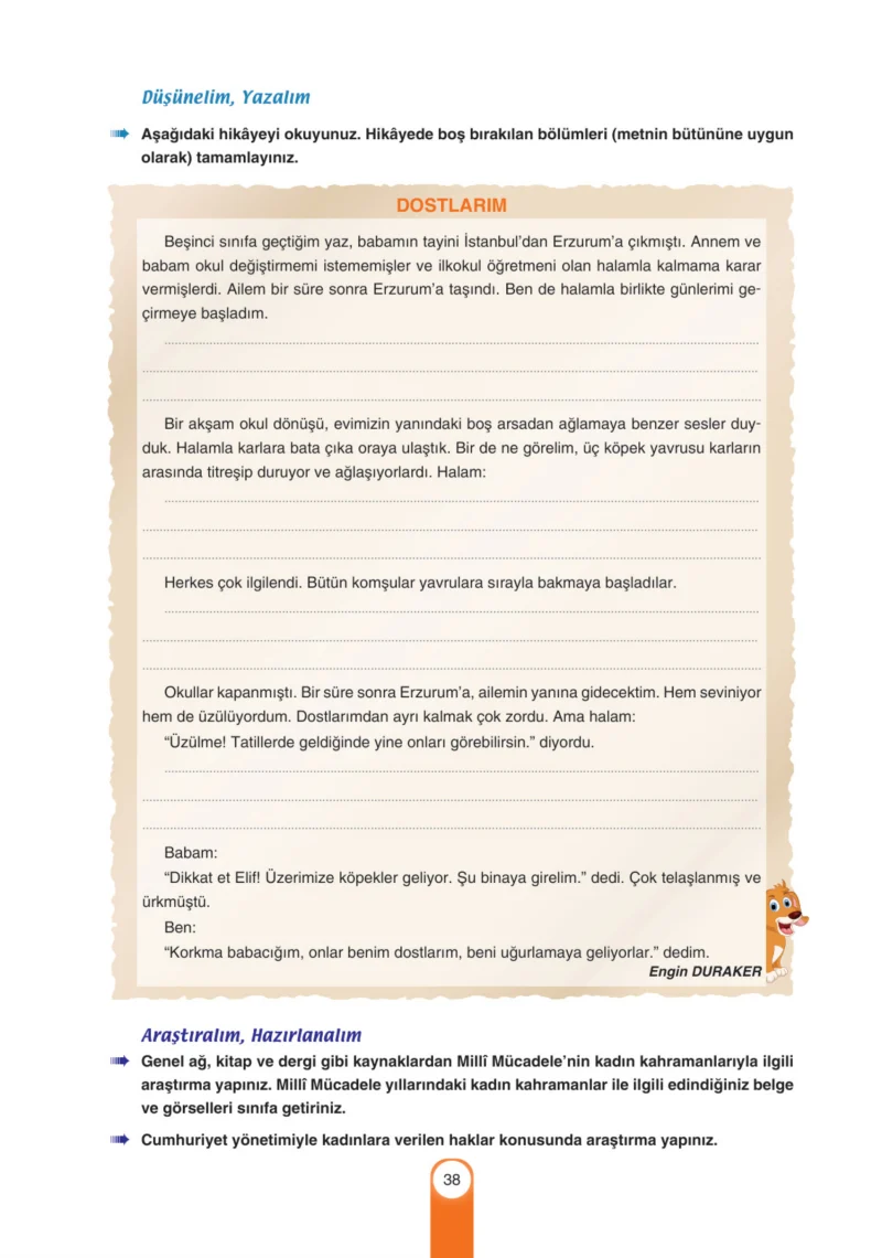 6. Sınıf Türkçe Ders Kitabı Cevapları Yıldırım Yayınları Sayfa 38