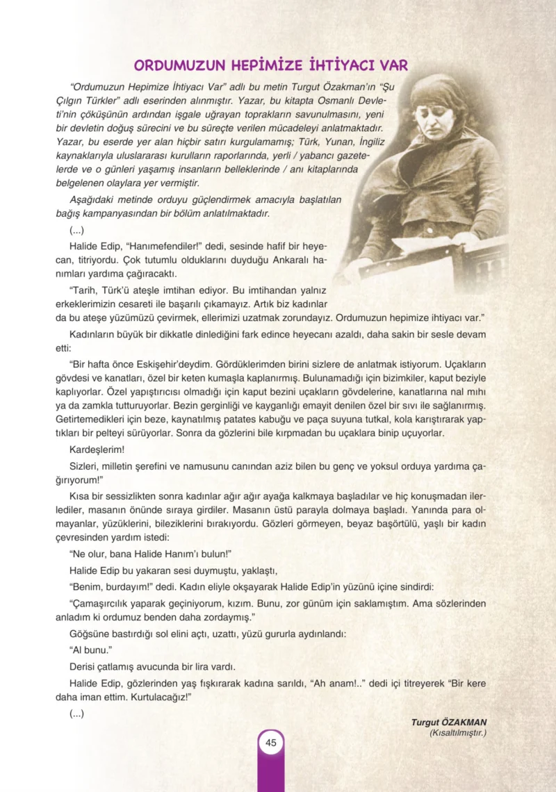 6. Sınıf Türkçe Ders Kitabı Cevapları Yıldırım Yayınları Sayfa 45