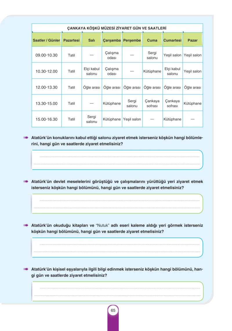 6. Sınıf Türkçe Ders Kitabı Cevapları Yıldırım Yayınları Sayfa 65