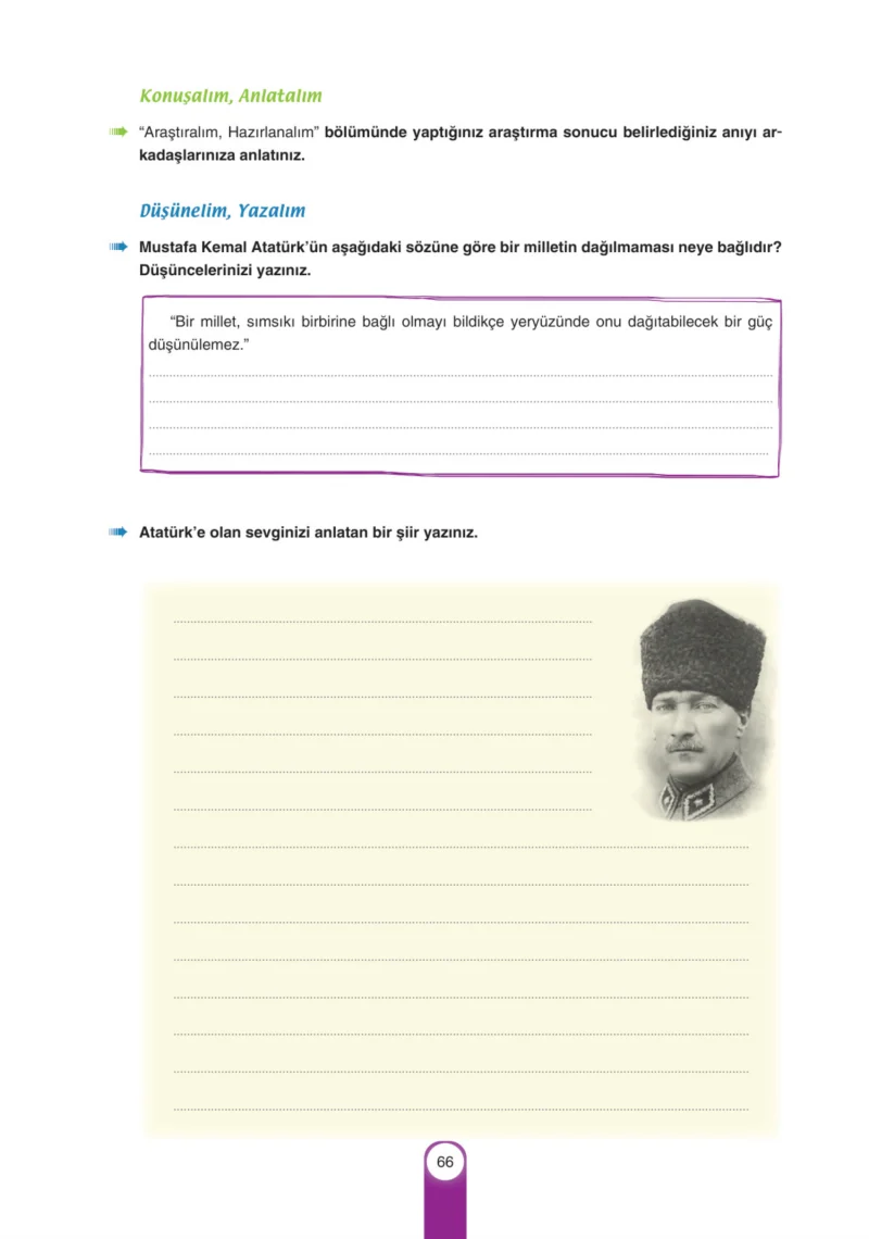 6. Sınıf Türkçe Ders Kitabı Cevapları Yıldırım Yayınları Sayfa 66