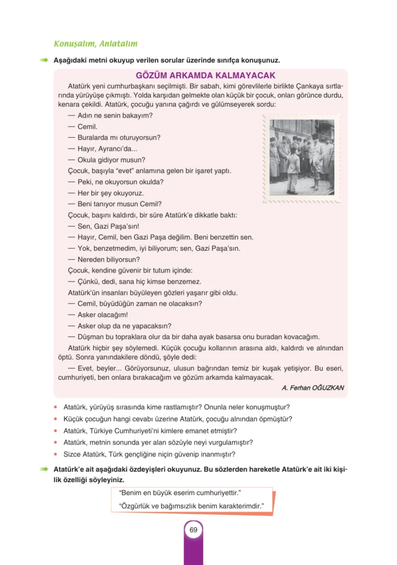 6. Sınıf Türkçe Ders Kitabı Cevapları Yıldırım Yayınları Sayfa 69