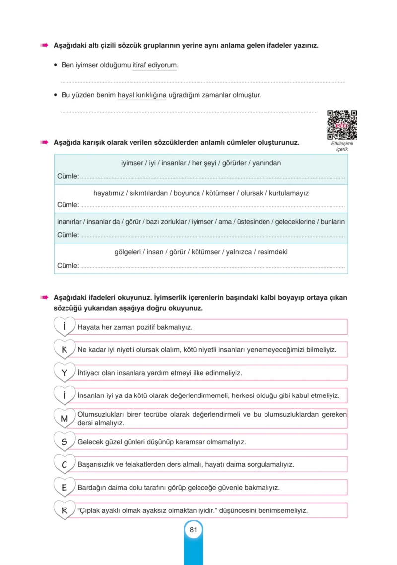 6. Sınıf Türkçe Ders Kitabı Cevapları Yıldırım Yayınları Sayfa 81