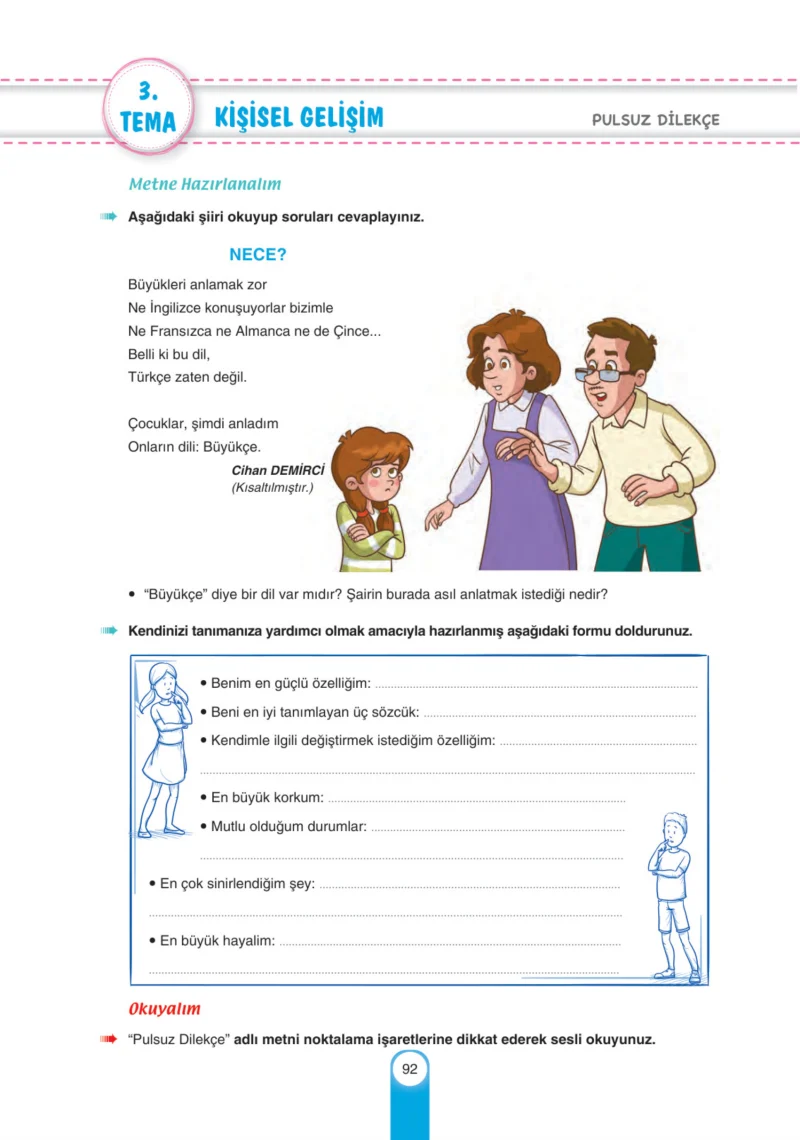 6. Sınıf Türkçe Ders Kitabı Cevapları Yıldırım Yayınları Sayfa 92
