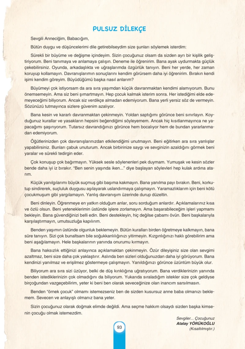 6. Sınıf Türkçe Ders Kitabı Cevapları Yıldırım Yayınları Sayfa 93
