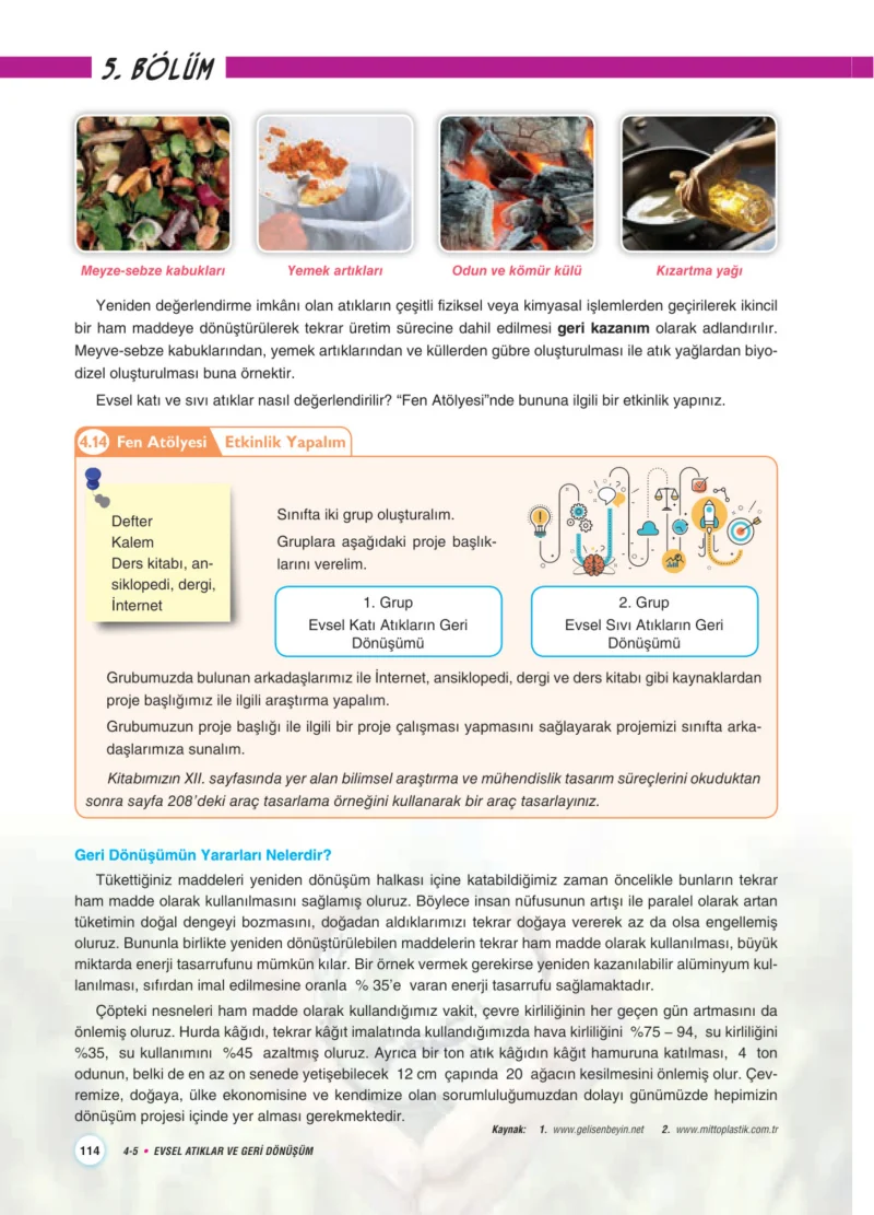 7. Sınıf Fen Bilimleri Ders Kitabı Cevapları Aydın Yayınları Sayfa 114