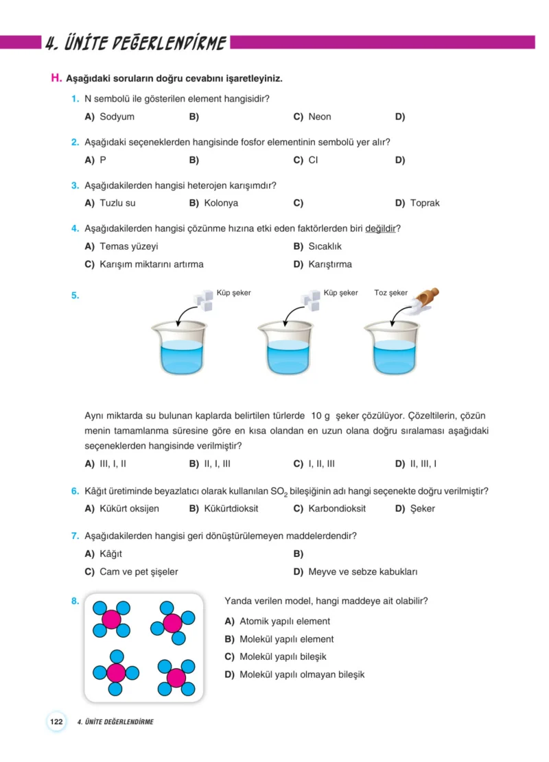 7. Sınıf Fen Bilimleri Ders Kitabı Cevapları Aydın Yayınları Sayfa 122