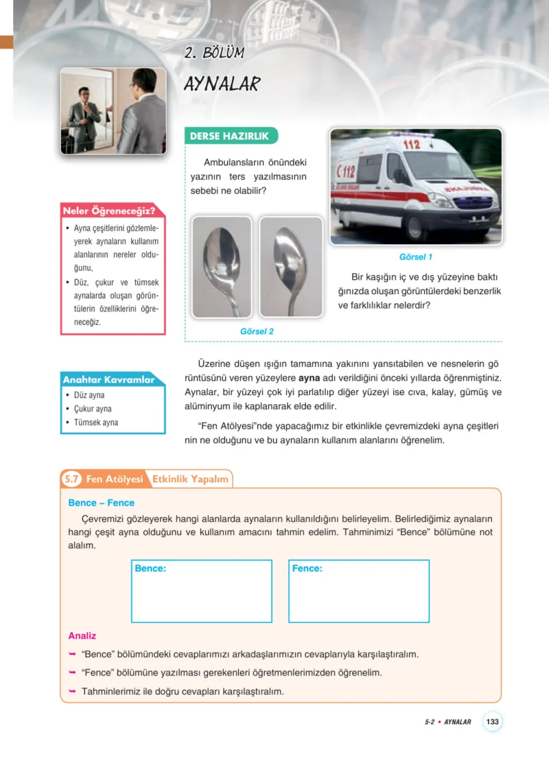 7. Sınıf Fen Bilimleri Ders Kitabı Cevapları Aydın Yayınları Sayfa 133