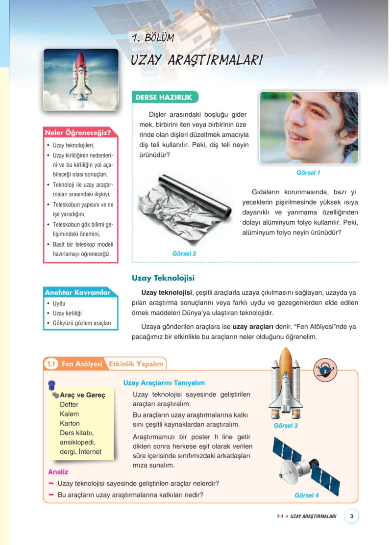 7. Sınıf Fen Bilimleri Ders Kitabı Cevapları Aydın Yayınları Sayfa 3
