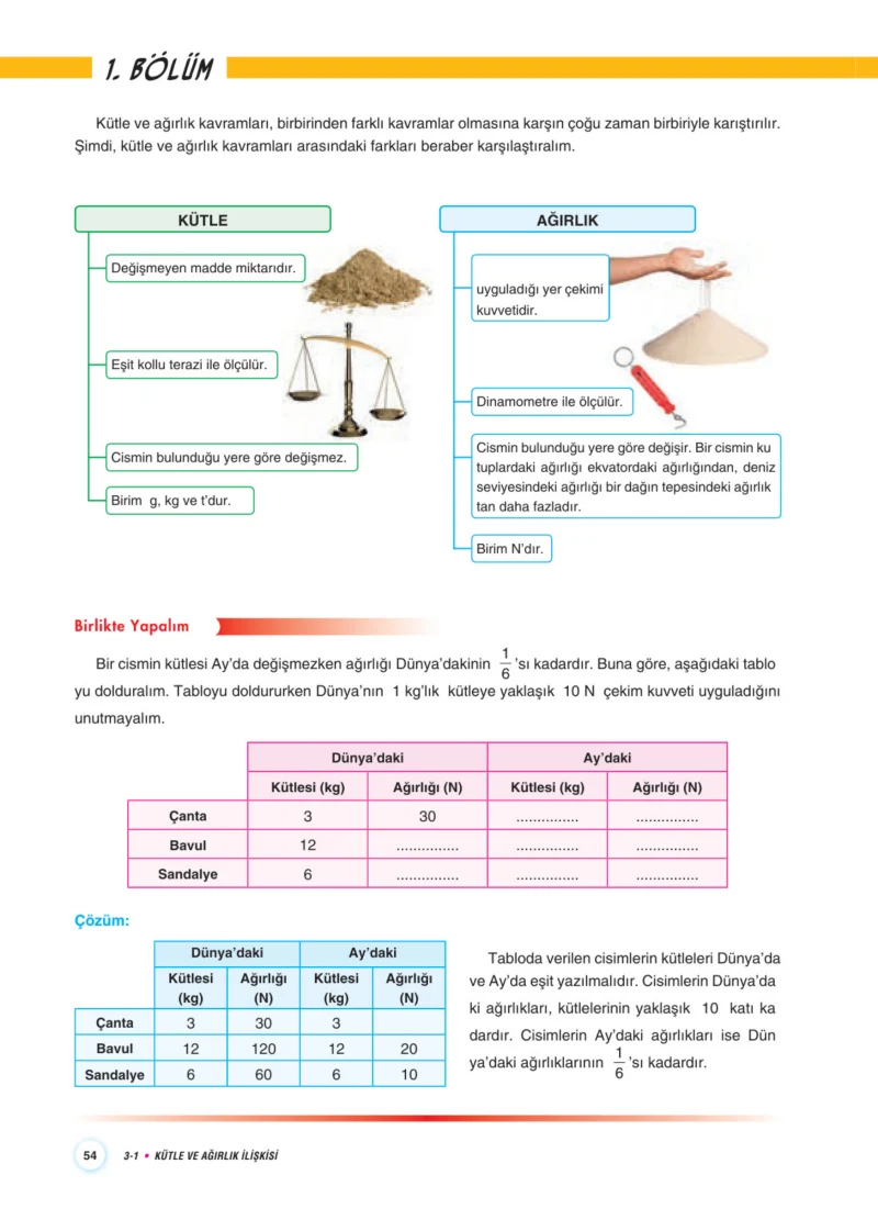 7. Sınıf Fen Bilimleri Ders Kitabı Cevapları Aydın Yayınları Sayfa 54