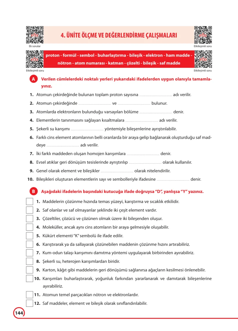 7. Sınıf Fen Bilimleri Ders Kitabı Cevapları Ferman Yayınları Sayfa 144