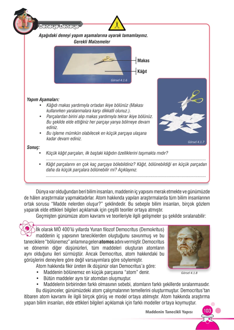 7. Sınıf Fen Bilimleri Ders Kitabı Cevapları Meb Yayınları Sayfa 103