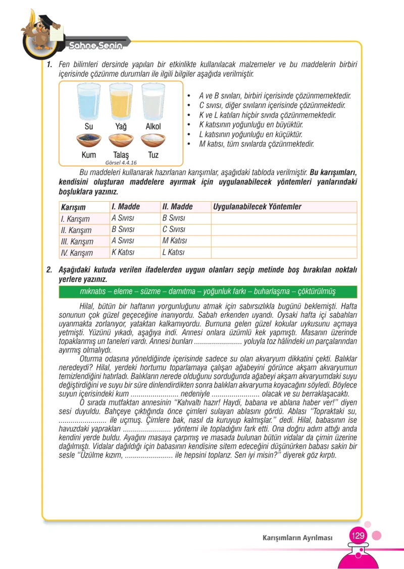 7. Sınıf Fen Bilimleri Ders Kitabı Cevapları Meb Yayınları Sayfa 129