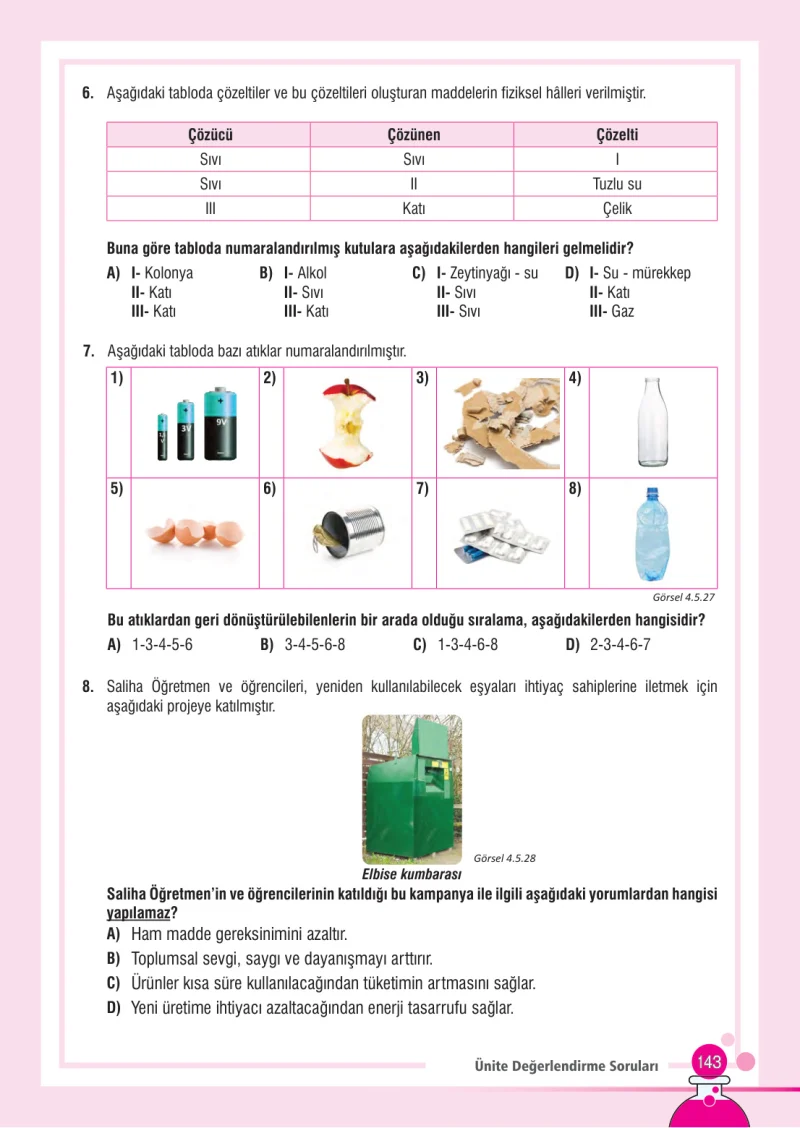 7. Sınıf Fen Bilimleri Ders Kitabı Cevapları Meb Yayınları Sayfa 143