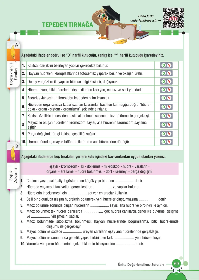7. Sınıf Fen Bilimleri Ders Kitabı Cevapları Meb Yayınları Sayfa 69