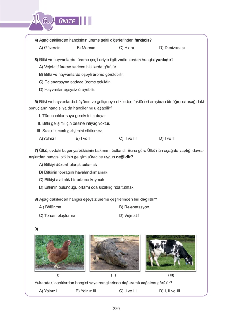 7. Sınıf Fen Bilimleri Ders Kitabı Cevapları Tutku Yayınları Sayfa 220