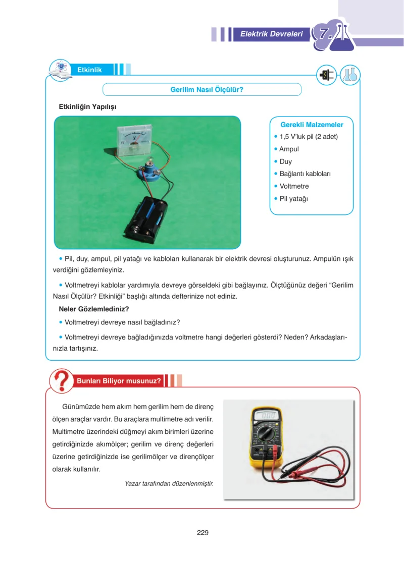 7. Sınıf Fen Bilimleri Ders Kitabı Cevapları Tutku Yayınları Sayfa 229