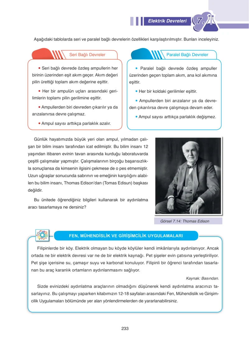 7. Sınıf Fen Bilimleri Ders Kitabı Cevapları Tutku Yayınları Sayfa 233