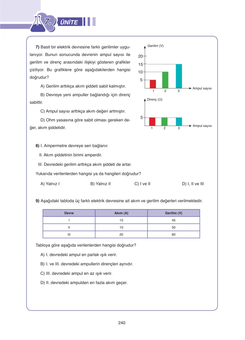 7. Sınıf Fen Bilimleri Ders Kitabı Cevapları Tutku Yayınları Sayfa 240