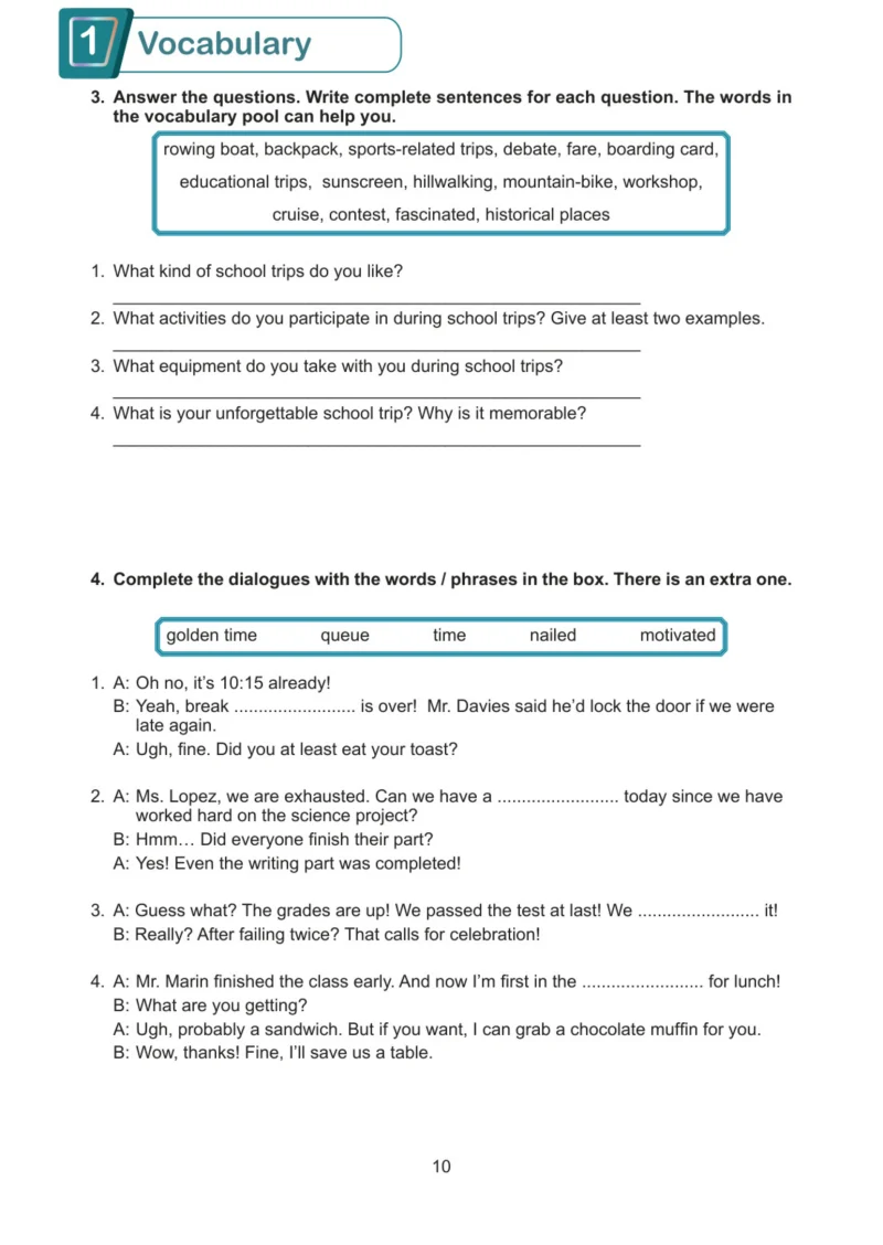 7. Sınıf İngilizce Ders Kitabı Cevapları Meb Yayınları Work Book Sayfa 10