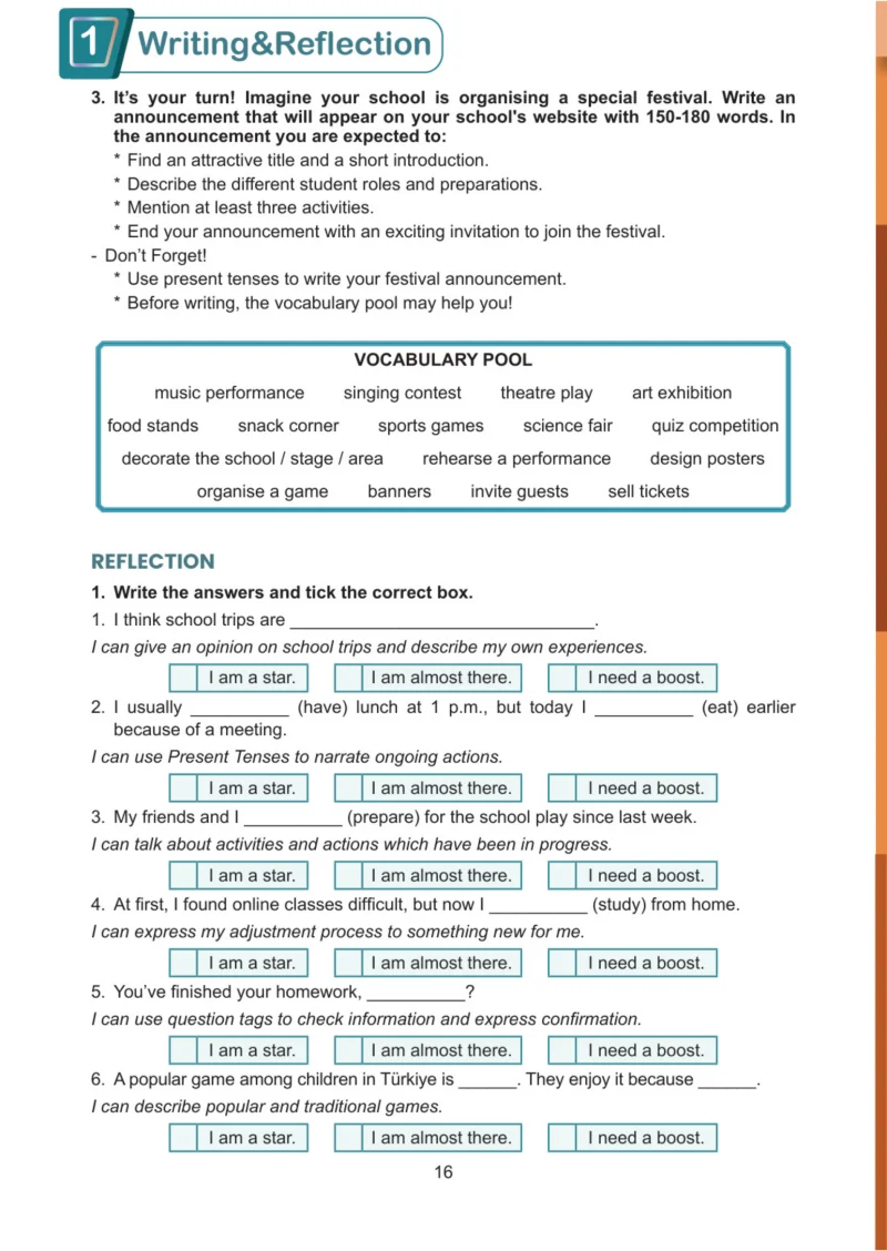 7. Sınıf İngilizce Ders Kitabı Cevapları Meb Yayınları Work Book Sayfa 16