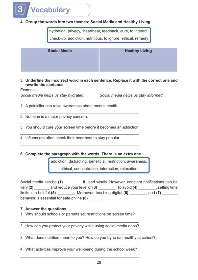 7. Sınıf İngilizce Ders Kitabı Cevapları Meb Yayınları Work Book Sayfa 28