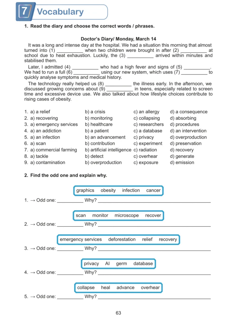 7. Sınıf İngilizce Ders Kitabı Cevapları Meb Yayınları Work Book Sayfa 63