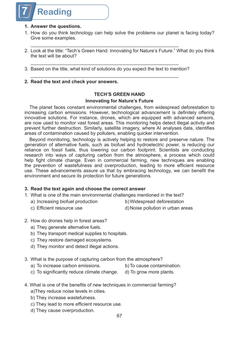 7. Sınıf İngilizce Ders Kitabı Cevapları Meb Yayınları Work Book Sayfa 67