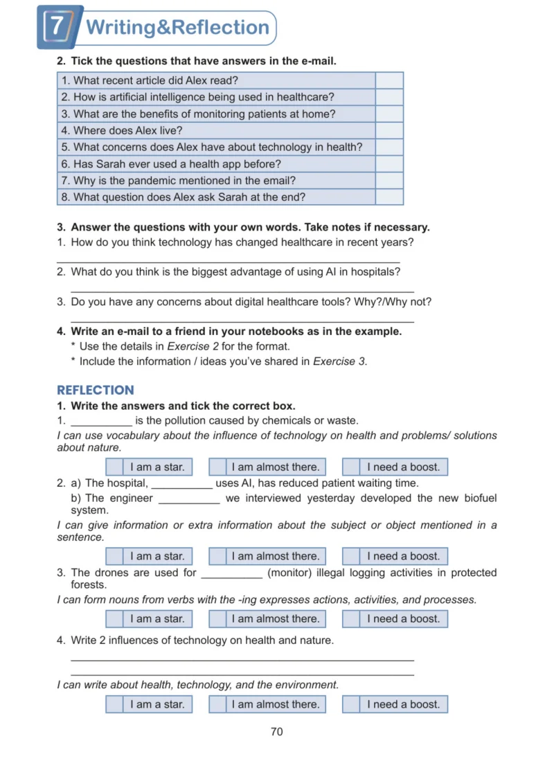 7. Sınıf İngilizce Ders Kitabı Cevapları Meb Yayınları Work Book Sayfa 70