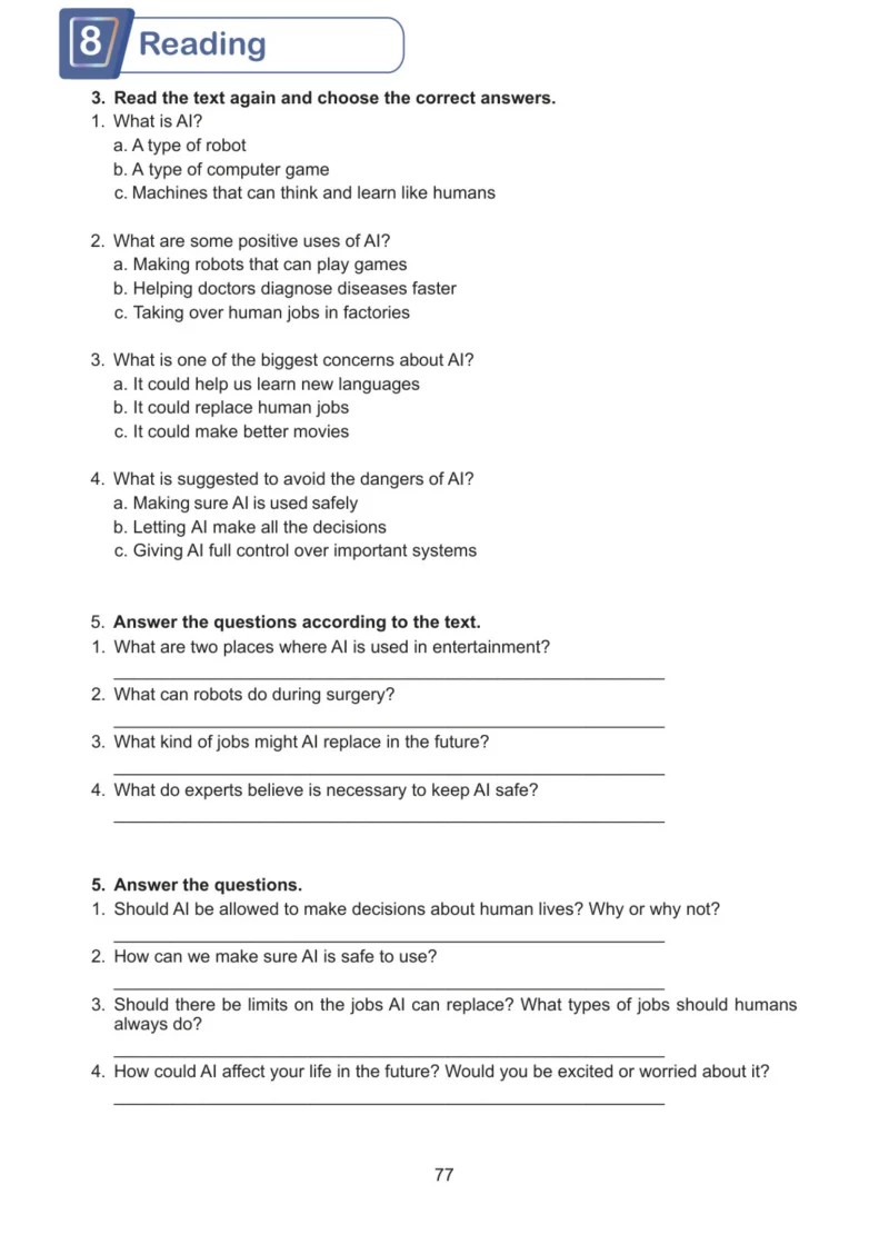7. Sınıf İngilizce Ders Kitabı Cevapları Meb Yayınları Work Book Sayfa 77