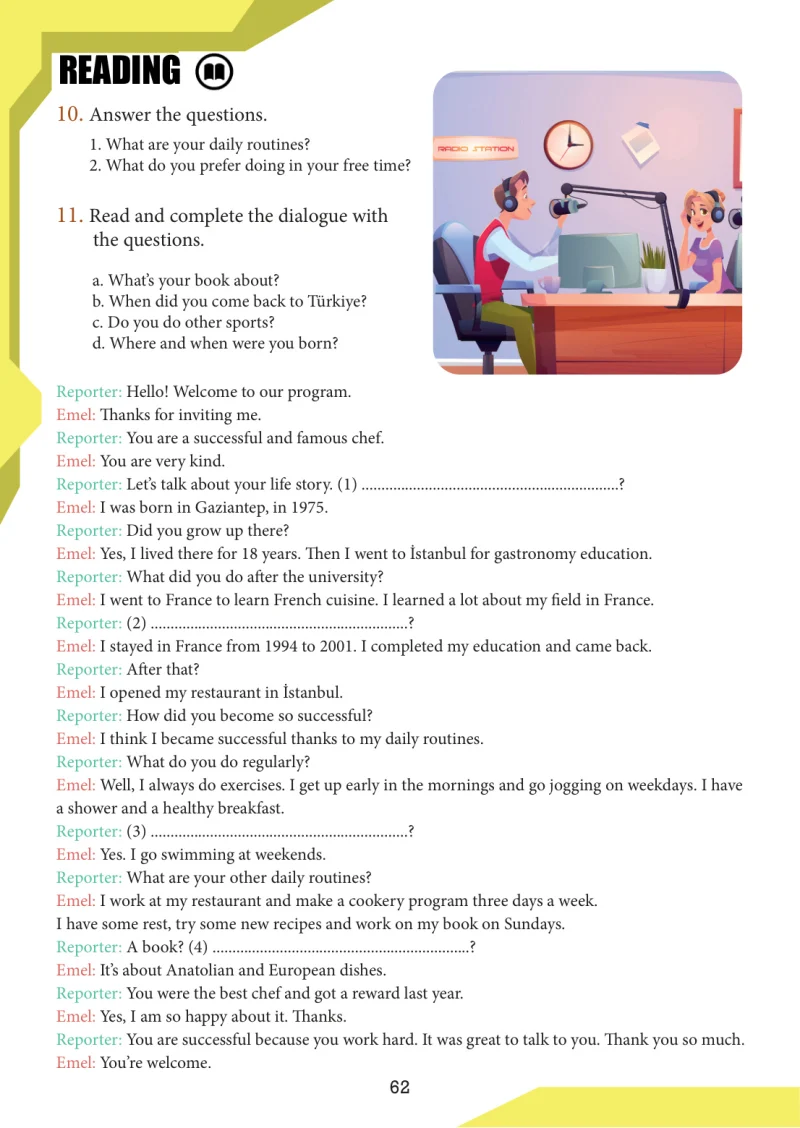 7. Sınıf İngilizce Ders Kitabı Cevapları Meb Yayınları Sayfa 62