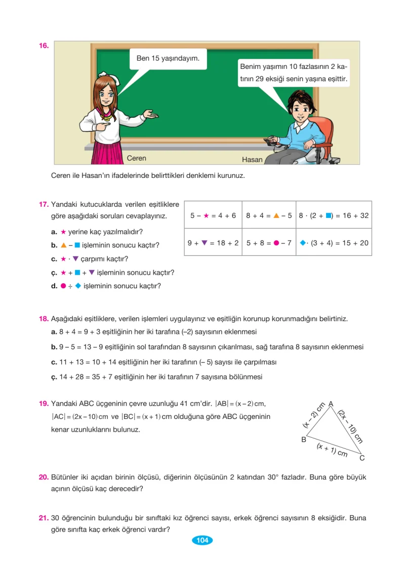 7. Sınıf Matematik Ders Kitabı Cevapları Berkay Yayınları Sayfa 104
