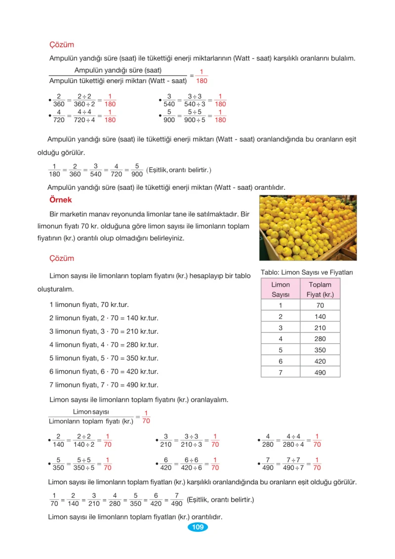 7. Sınıf Matematik Ders Kitabı Cevapları Berkay Yayınları Sayfa 109