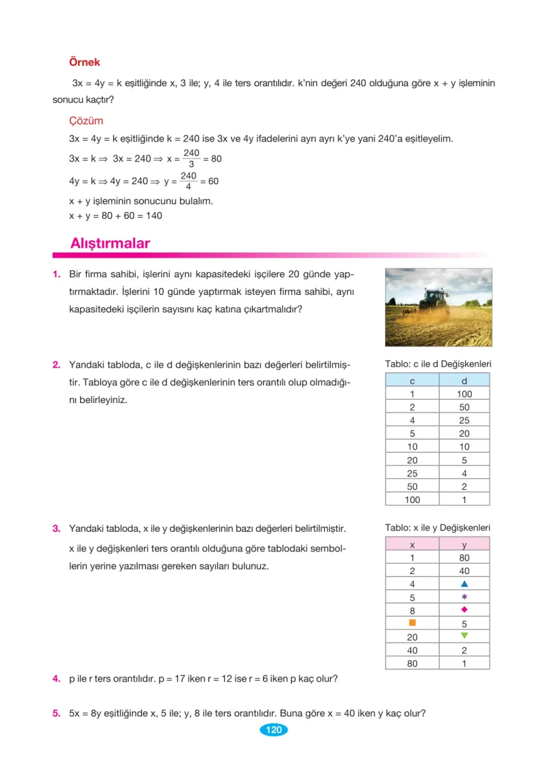 7. Sınıf Matematik Ders Kitabı Cevapları Berkay Yayınları Sayfa 120