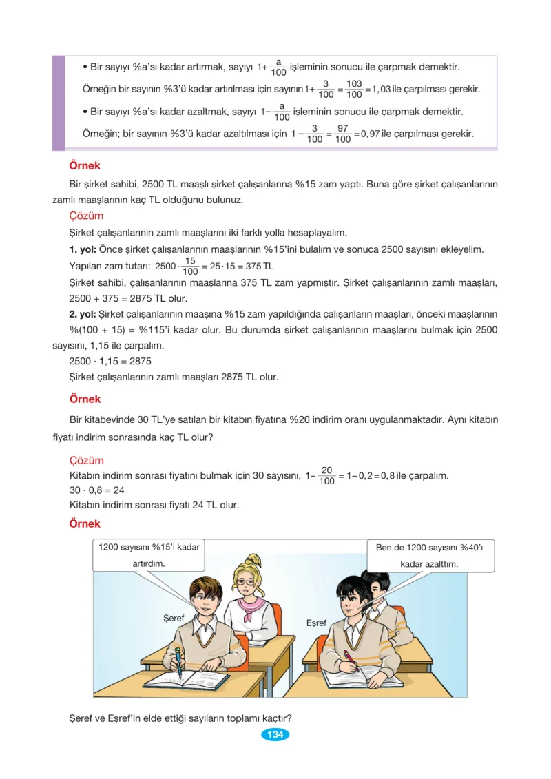 7. Sınıf Matematik Ders Kitabı Cevapları Berkay Yayınları Sayfa 134