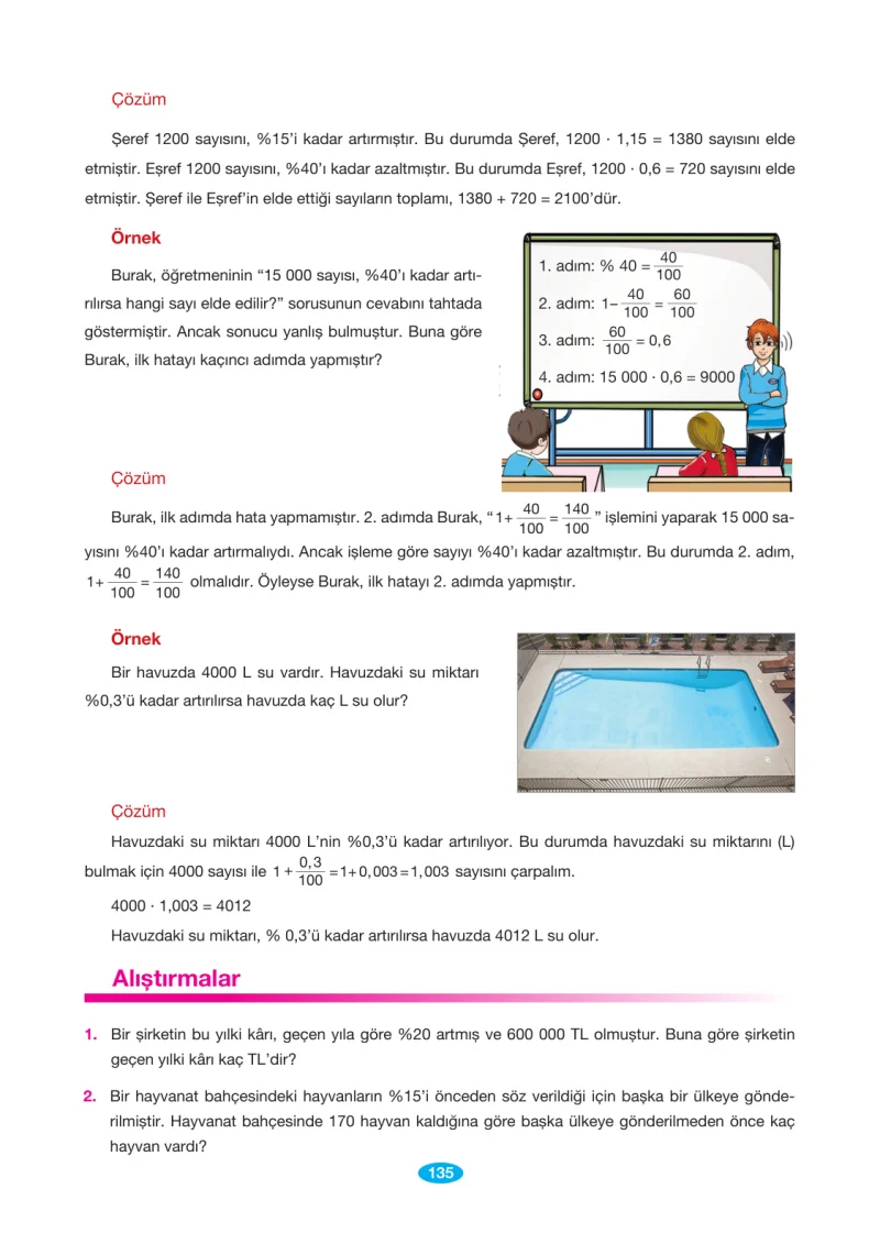 7. Sınıf Matematik Ders Kitabı Cevapları Berkay Yayınları Sayfa 135