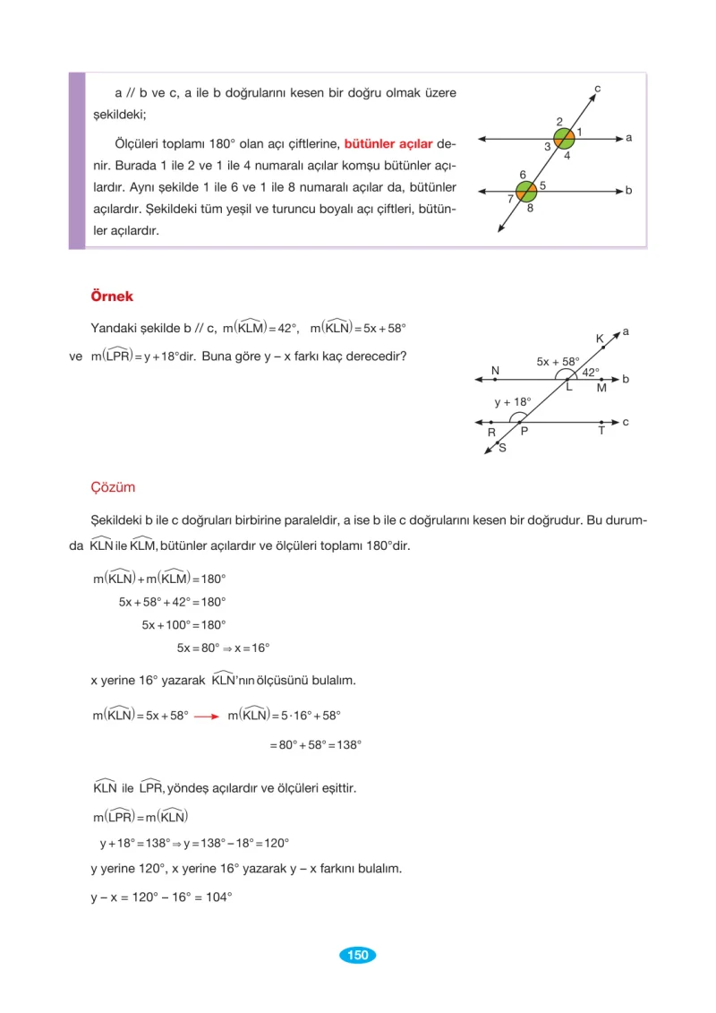 7. Sınıf Matematik Ders Kitabı Cevapları Berkay Yayınları Sayfa 150