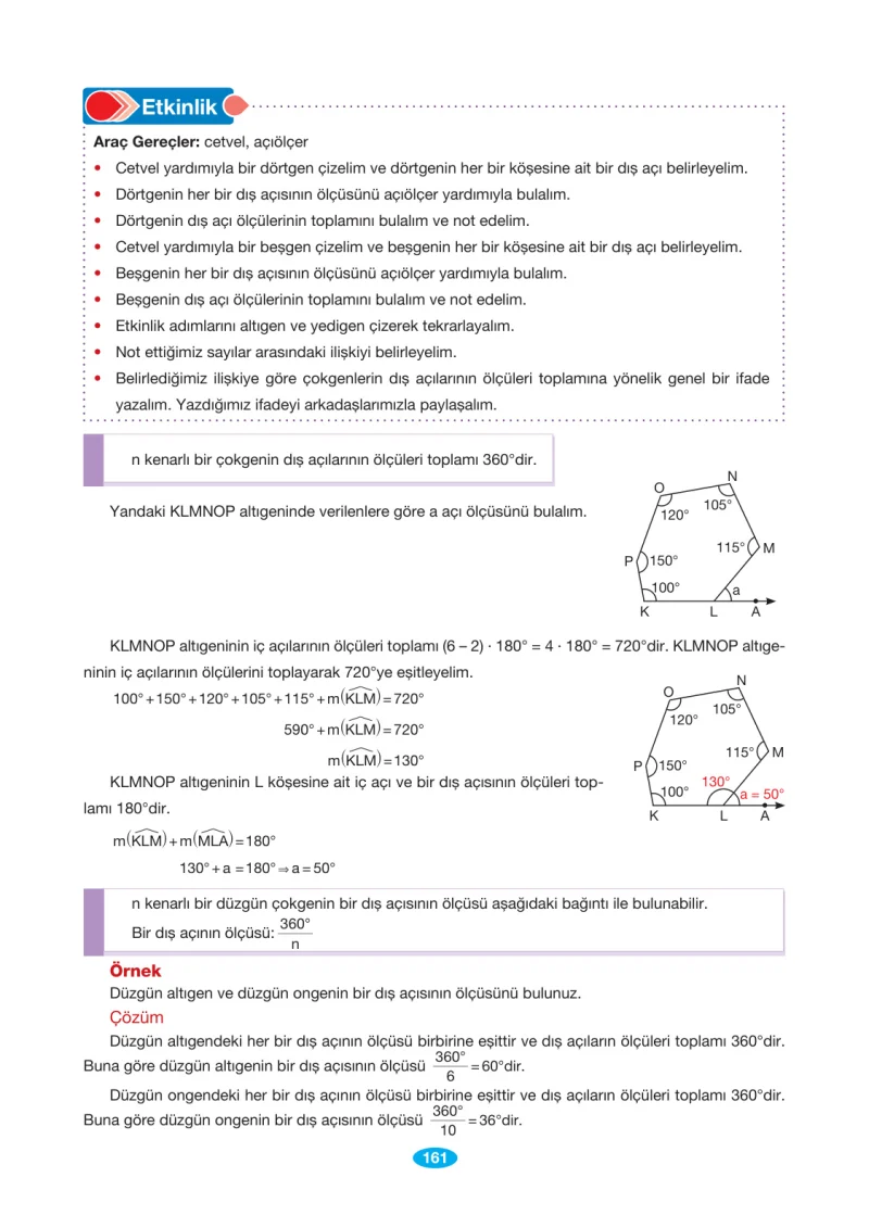 7. Sınıf Matematik Ders Kitabı Cevapları Berkay Yayınları Sayfa 161