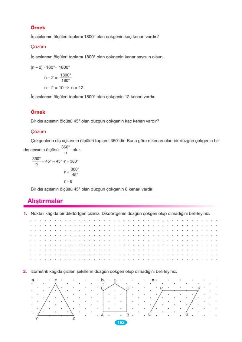7. Sınıf Matematik Ders Kitabı Cevapları Berkay Yayınları Sayfa 162