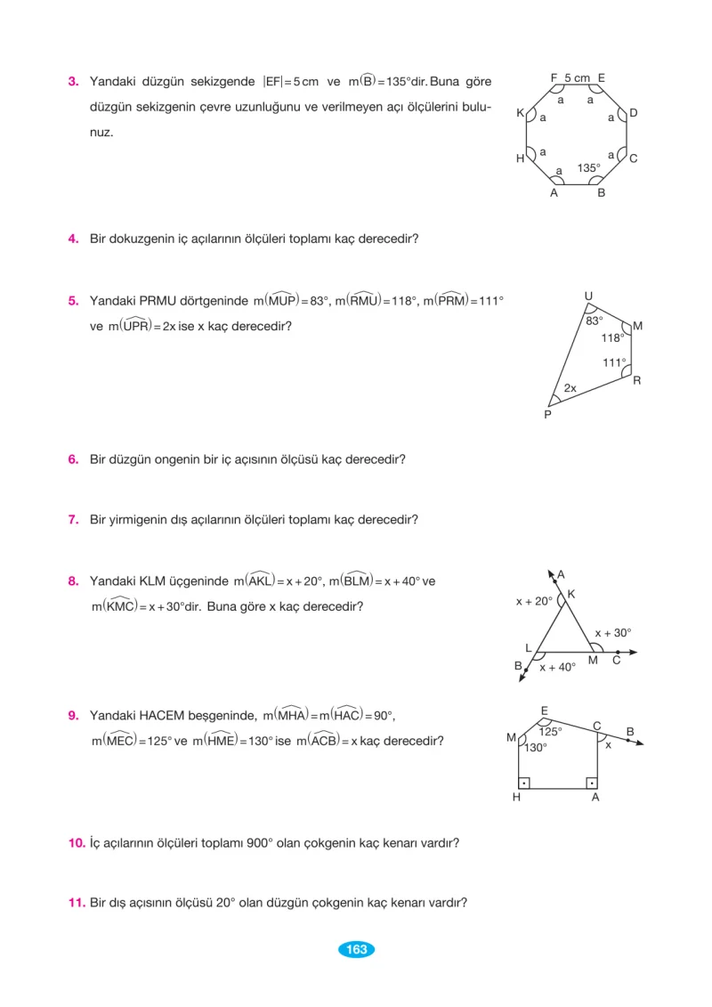 7. Sınıf Matematik Ders Kitabı Cevapları Berkay Yayınları Sayfa 163