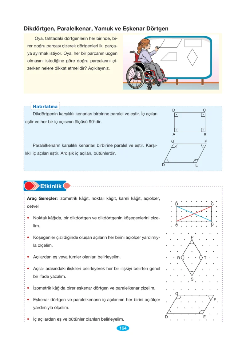 7. Sınıf Matematik Ders Kitabı Cevapları Berkay Yayınları Sayfa 164