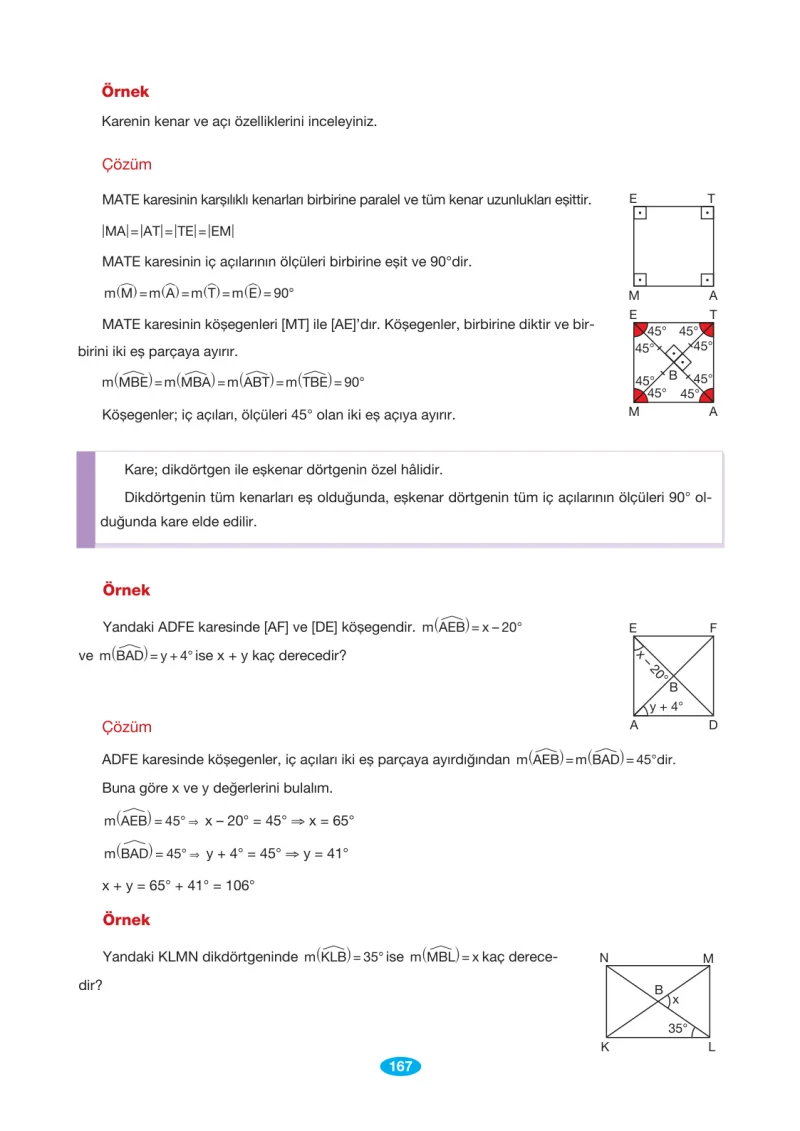 7. Sınıf Matematik Ders Kitabı Cevapları Berkay Yayınları Sayfa 167