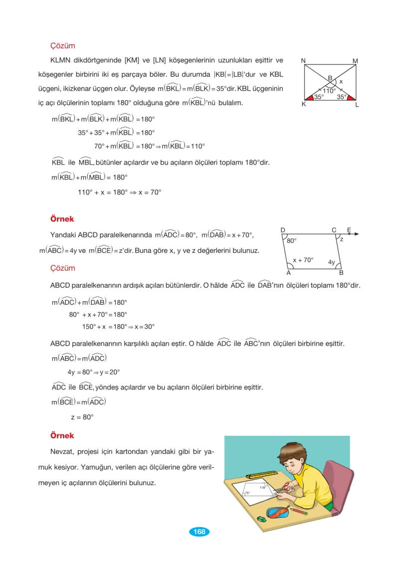 7. Sınıf Matematik Ders Kitabı Cevapları Berkay Yayınları Sayfa 168